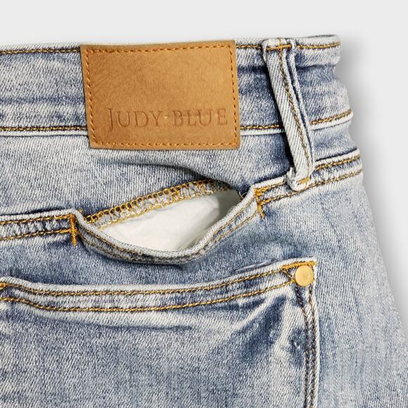 Judy Blue Parkersburg Mid Rise Dad Straight Jean Sz 15/32 Light Wash Distressed - Picture 10 of 16